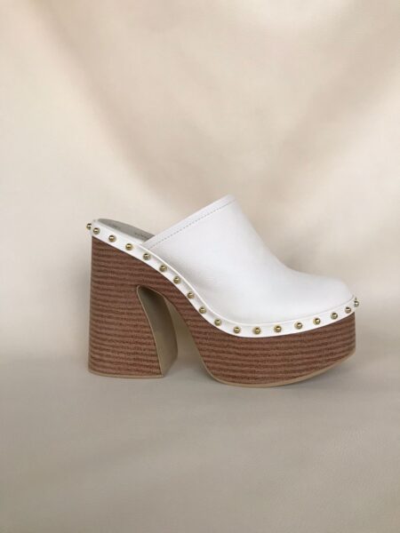 Clogs Platform White Synthetic Leather